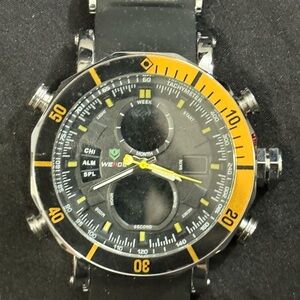 Men’s Black and Orange Chronograph Smartwatch